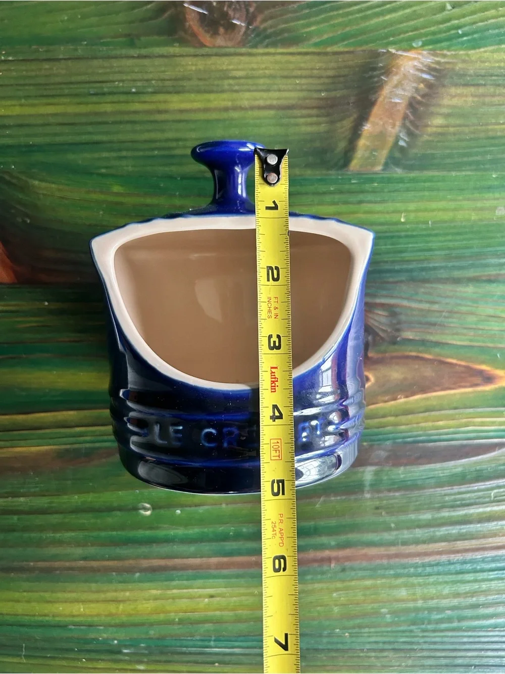 Le Creuset Cobalt Blue Stoneware Salt Crock Cellar 10 Oz with Lid